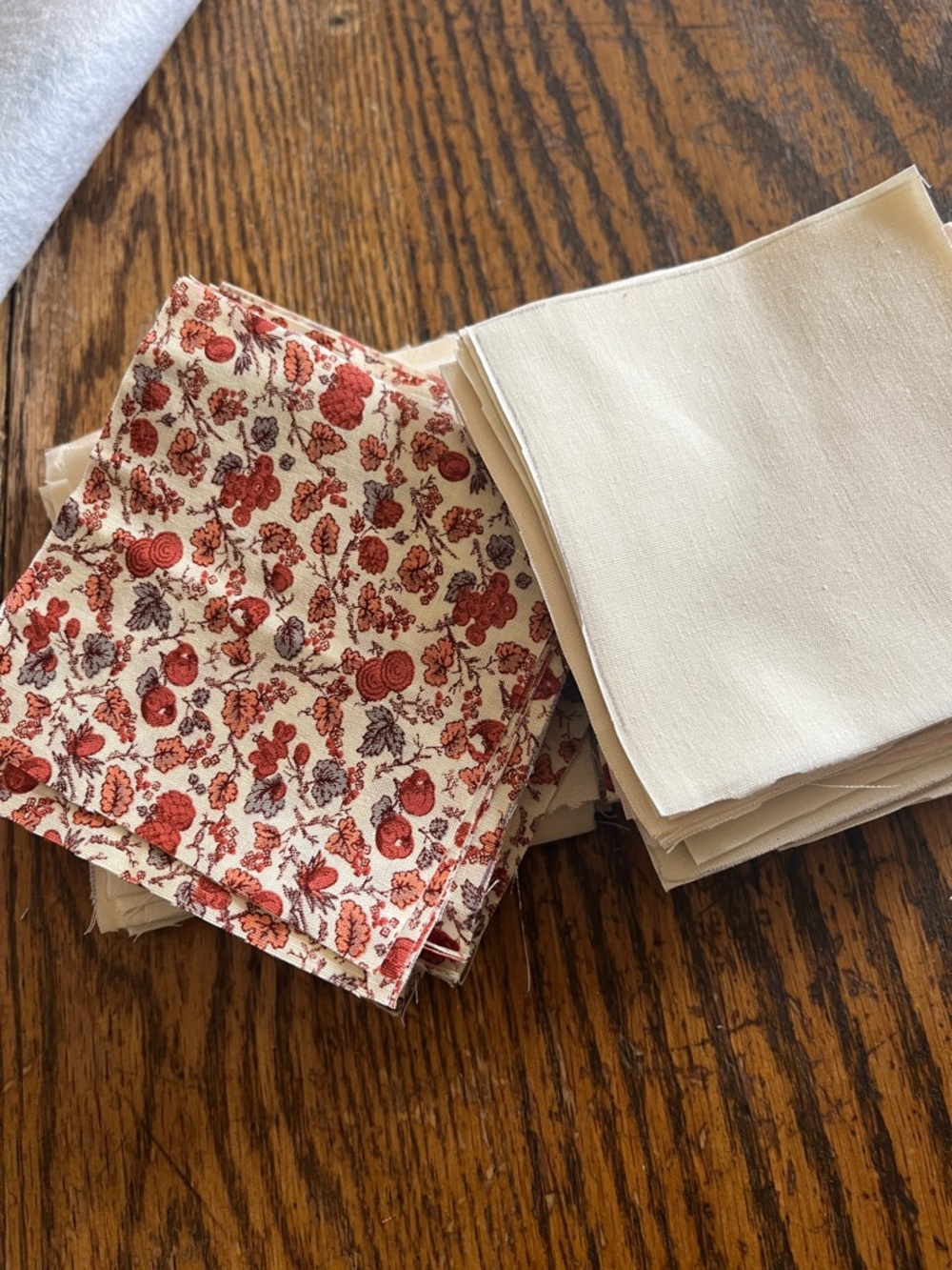Cream and Rust Floral cottagecore cotton Fabric Squares - - Picture 4 of 4